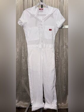 Dickies white short sleeve coverall jumper jumpsuit flex cooling utility small